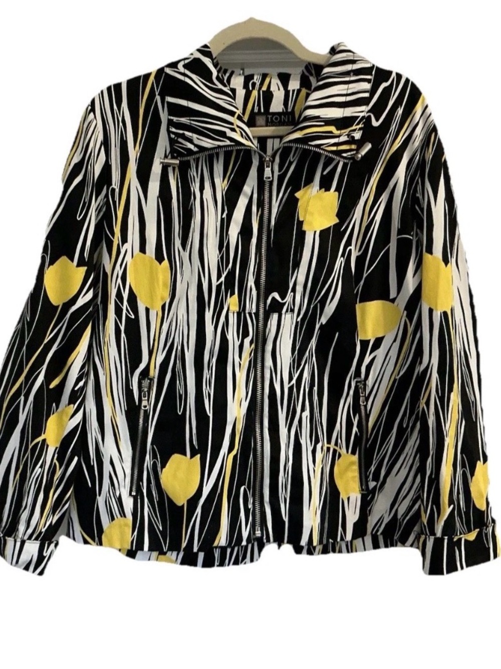 Toni Black & Yellow Floral Zip-Front Jacket